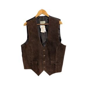 Vintage NOS Dead Stock 90s Arizona Jeans Brown Suede Leather Vest Men’s Large H
